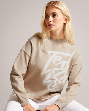 Sweatshirt Ted Baker Branded Jacquard Knit Marron Femme | RCW-89937683